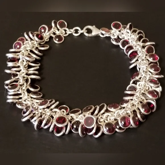 Rare Silpada Sterling Silver Garnet Cha Cha Bracelet - Picture 13 of 14